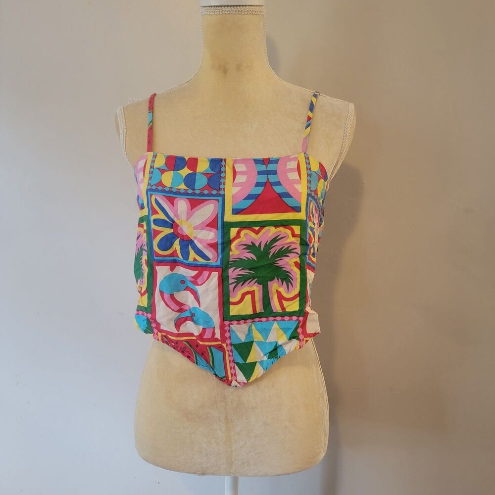 Bandana top Multicolor beachy coastal Sz L